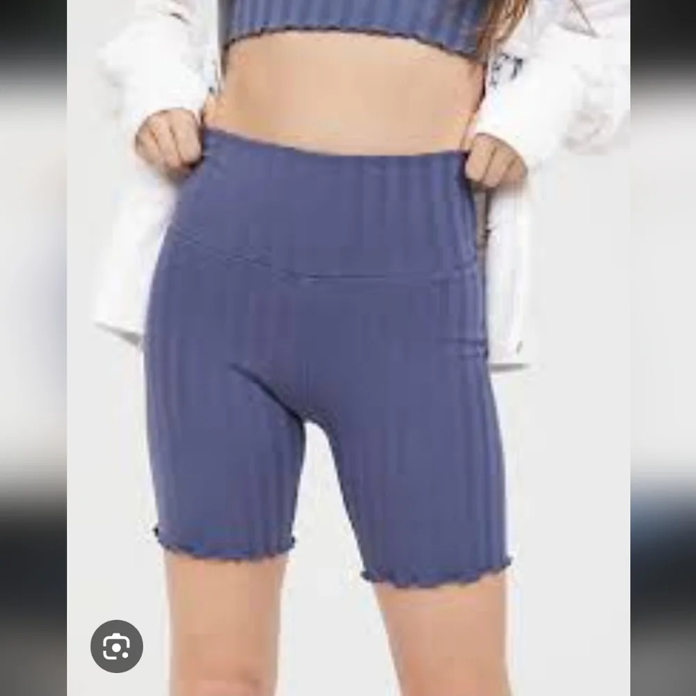Aerie Ribbed Navy High-Waisted Shorts